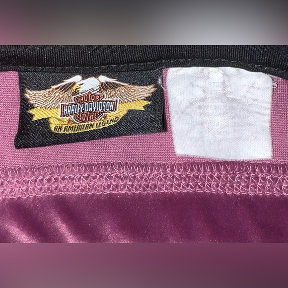 Harley Davidson Purple Velvet Sports Bra/Crop Top XL Bralette Motorcycle Vintage - Picture 3 of 8
